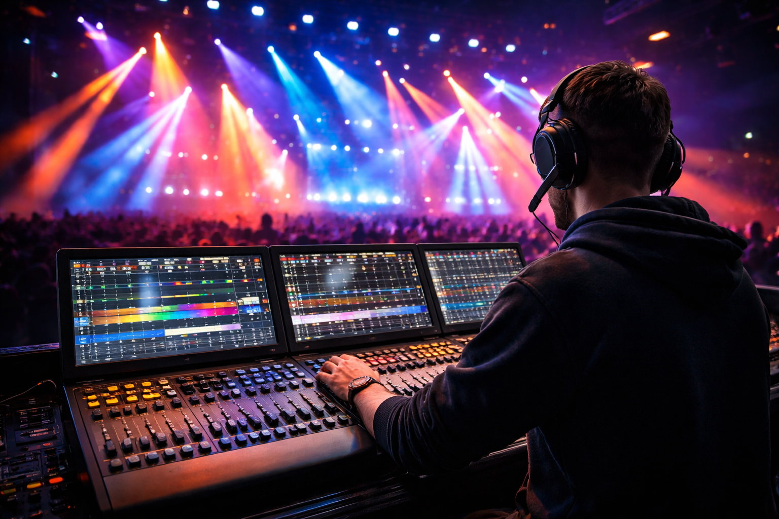 Lighting programmer at console
